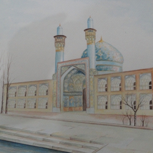 اثرآب رنگ مدرسه چهارباغ اصفهان 